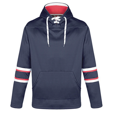 L00617 - Chandail à Capuchon à Enfiler avec Encolure à Lacet de Hockey pour Adulte